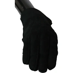 Black Leather Motorcycle Biker Mitten Gloves