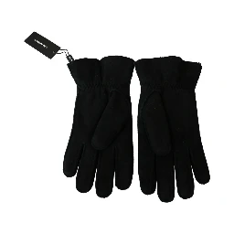 Black Leather Motorcycle Biker Mitten Gloves