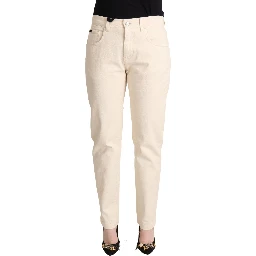 White Cotton Skinny Denim Women Jeans Pants