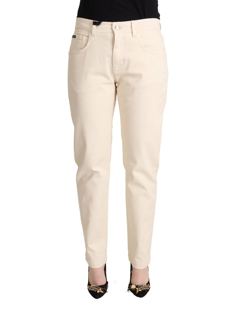 White Cotton Skinny Denim Women Jeans Pants