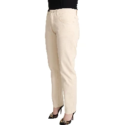 White Cotton Skinny Denim Women Jeans Pants