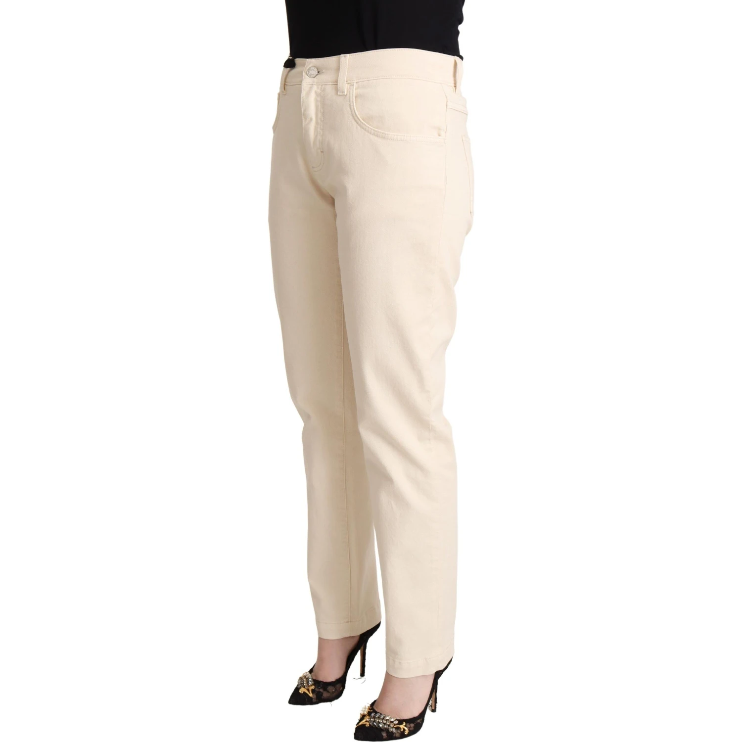 White Cotton Skinny Denim Women Jeans Pants