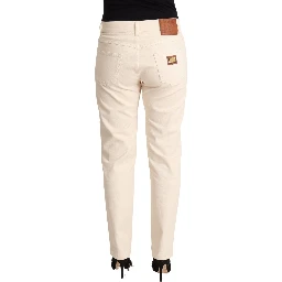 White Cotton Skinny Denim Women Jeans Pants