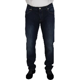 Blue Cotton Straight Fit Casual Denim Jeans