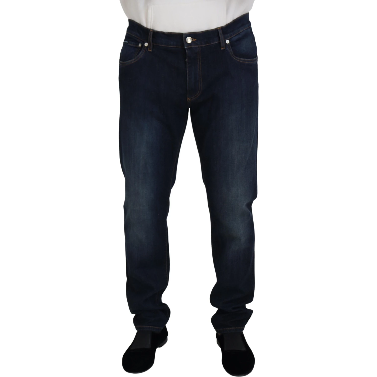 Blue Cotton Straight Fit Casual Denim Jeans