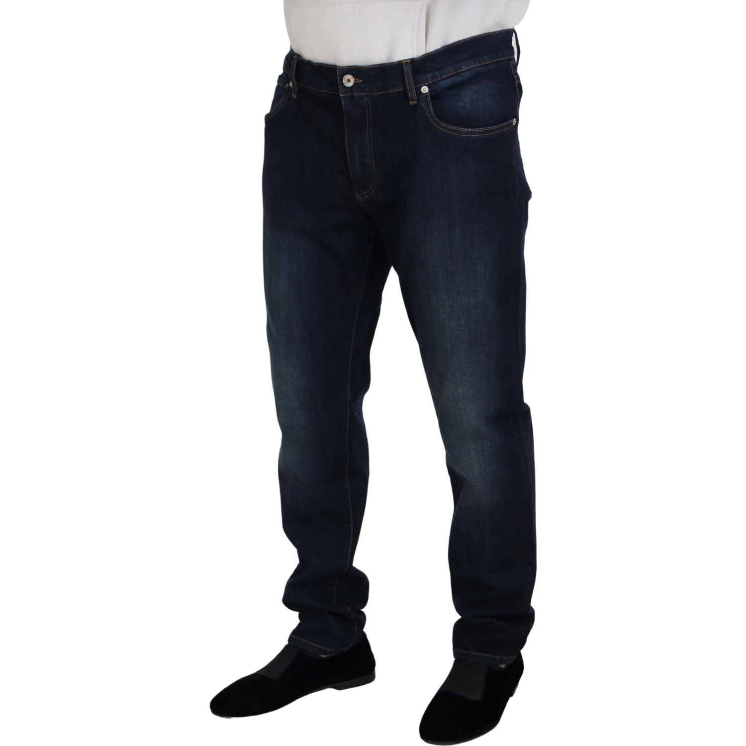 Blue Cotton Straight Fit Casual Denim Jeans
