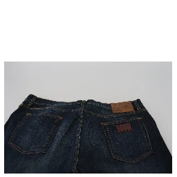 Blue Cotton Straight Fit Casual Denim Jeans
