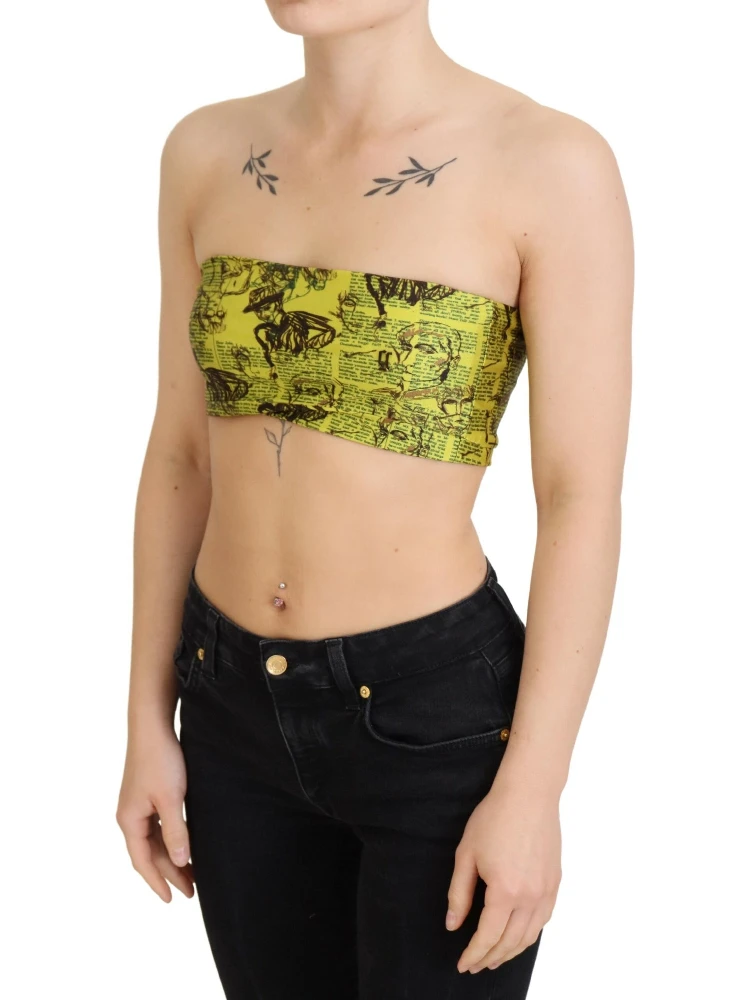 Yellow Newspaper Print Cropped Blouse alternative