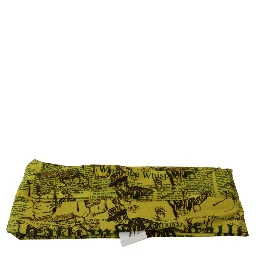 Yellow Newspaper Print Cropped Blouse