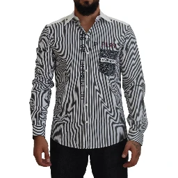 Gray White Striped Slim Fit Shirt