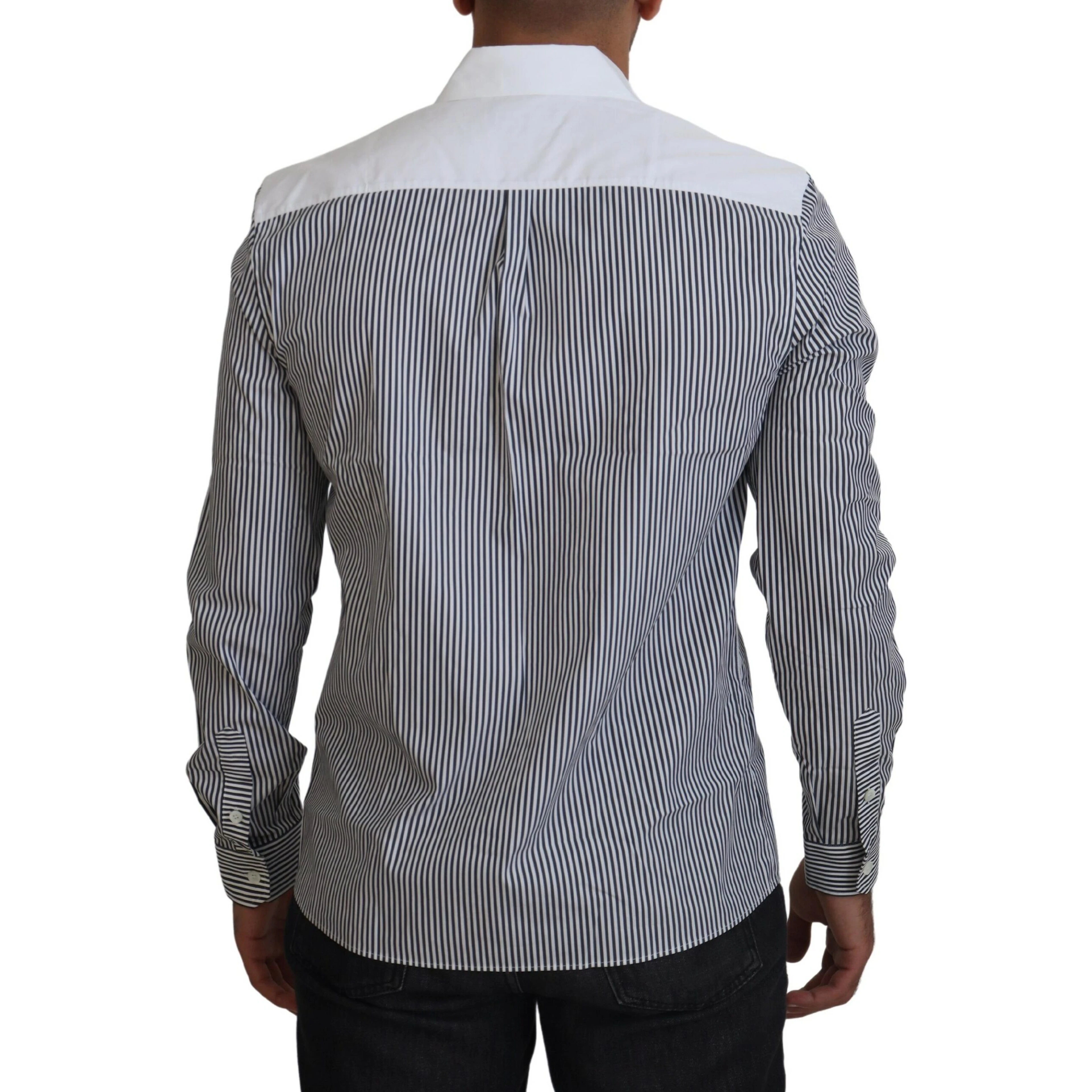 Gray White Striped Slim Fit Shirt