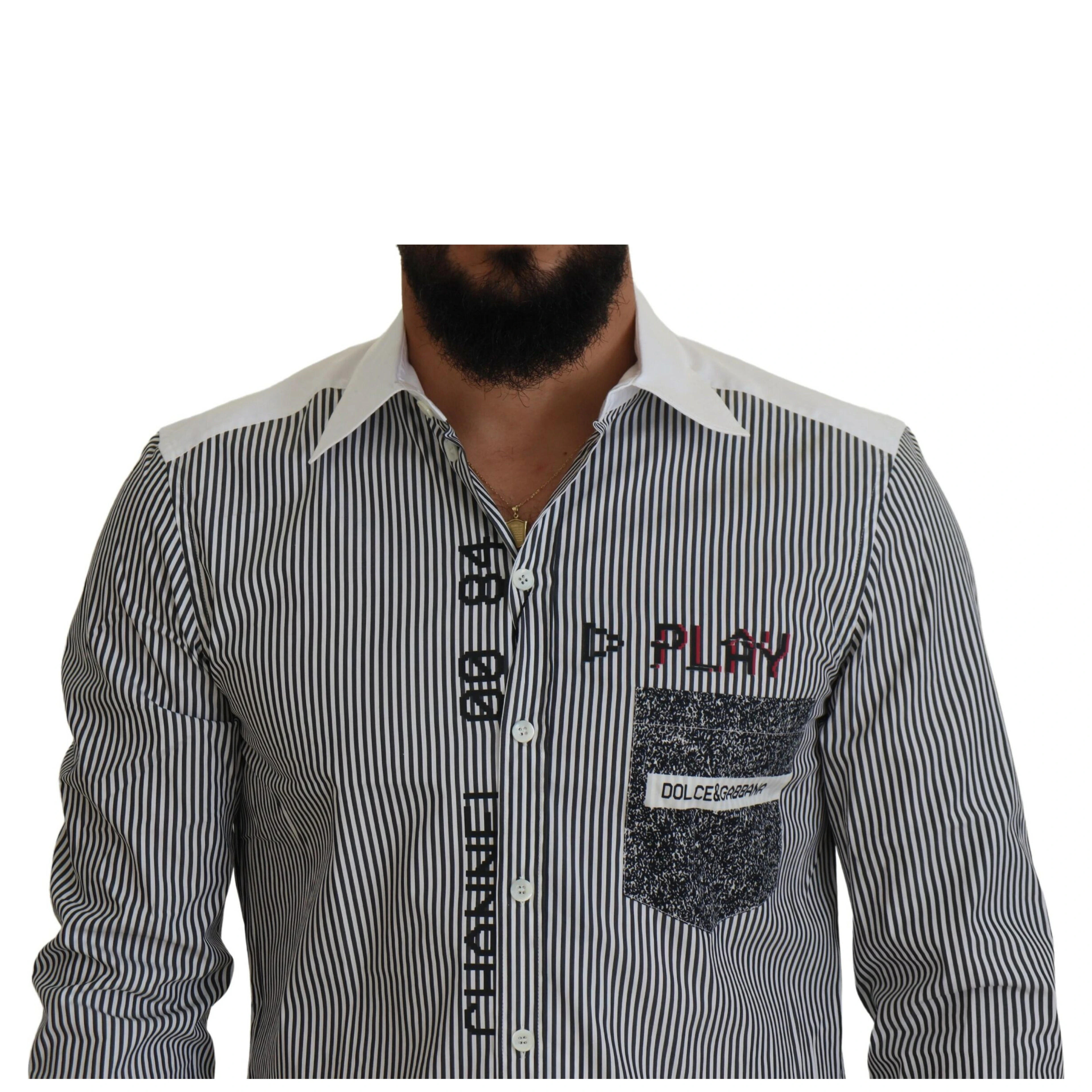 Gray White Striped Slim Fit Shirt