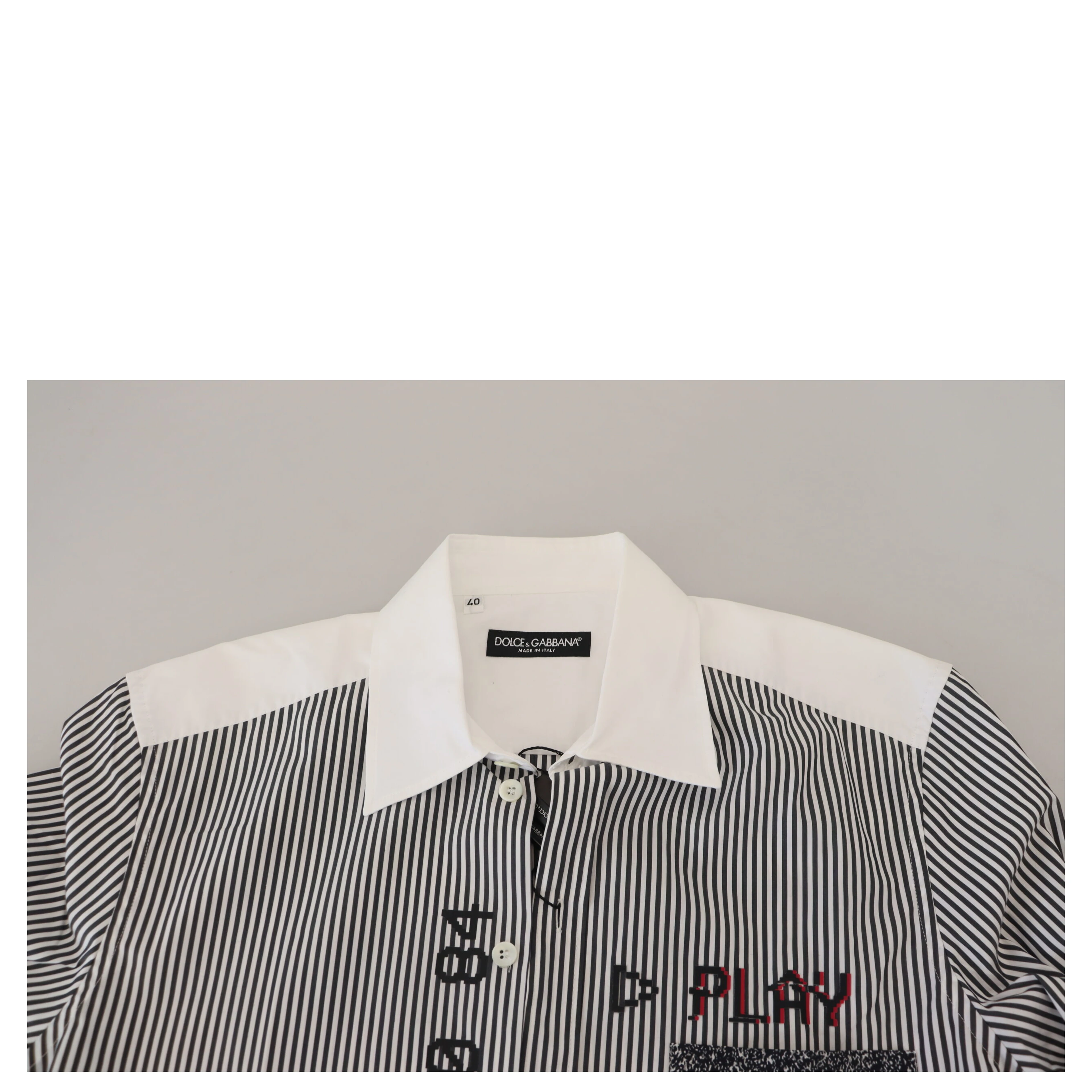 Gray White Striped Slim Fit Shirt