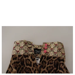Brown Leopard Gold Jacquard High Waist Pants