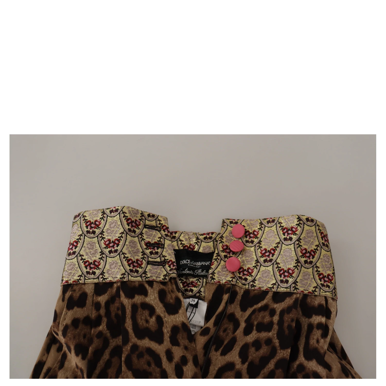 Brown Leopard Gold Jacquard High Waist Pants
