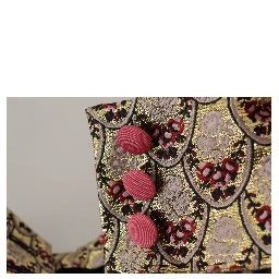 Brown Leopard Gold Jacquard High Waist Pants