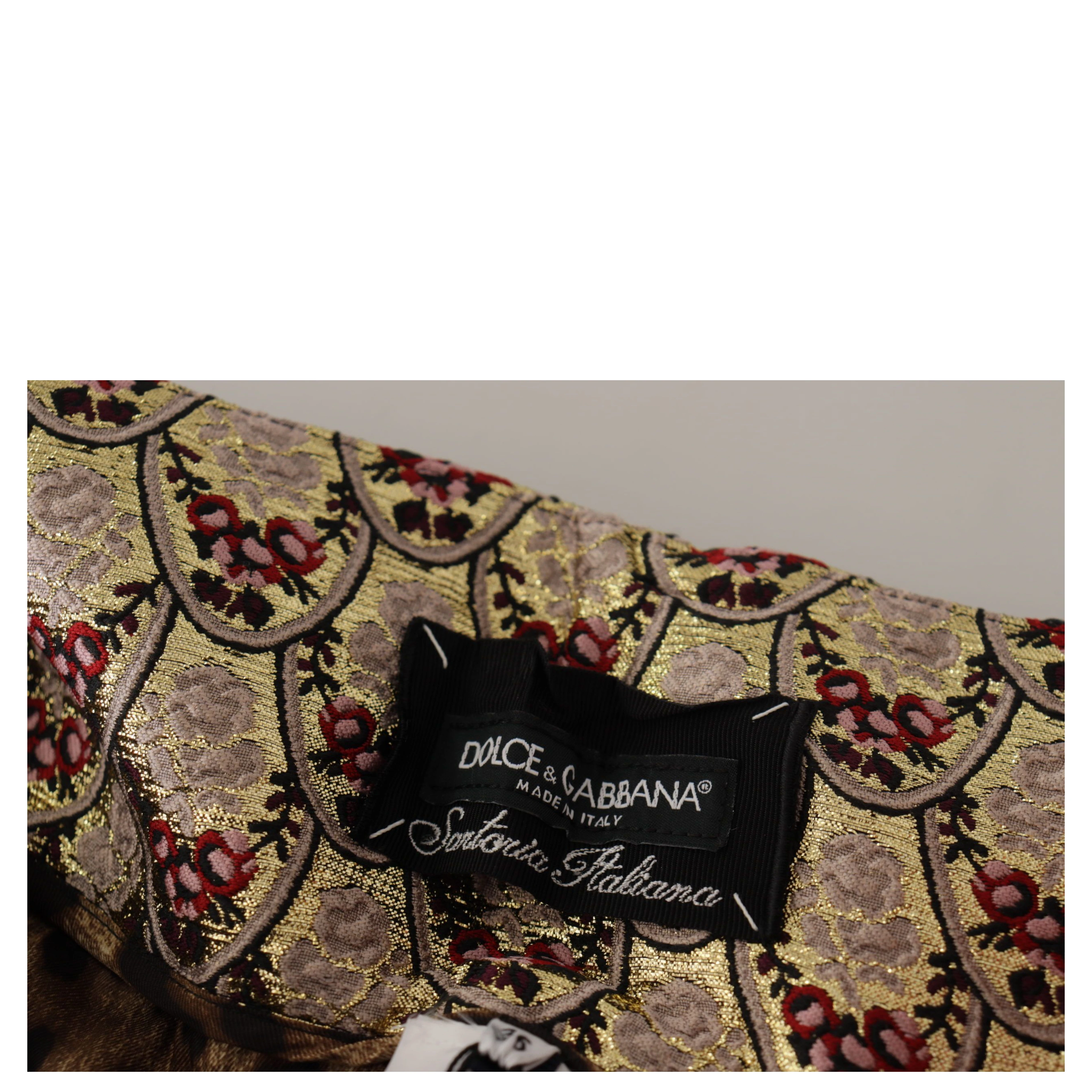 Brown Leopard Gold Jacquard High Waist Pants