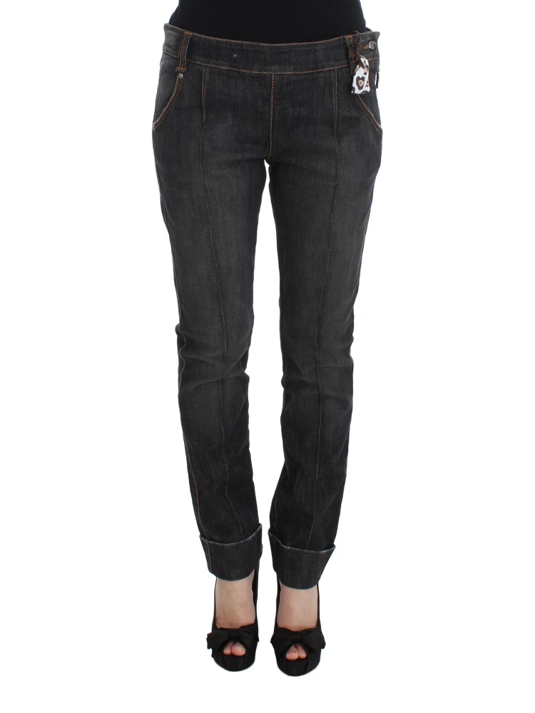 Gray Cotton Slim Fit Denim Jeans