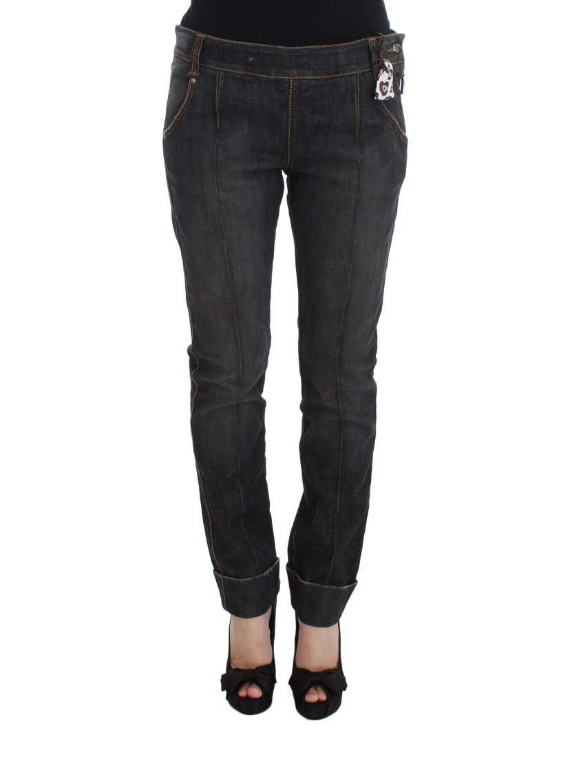 Gray Cotton Slim Fit Denim Jeans