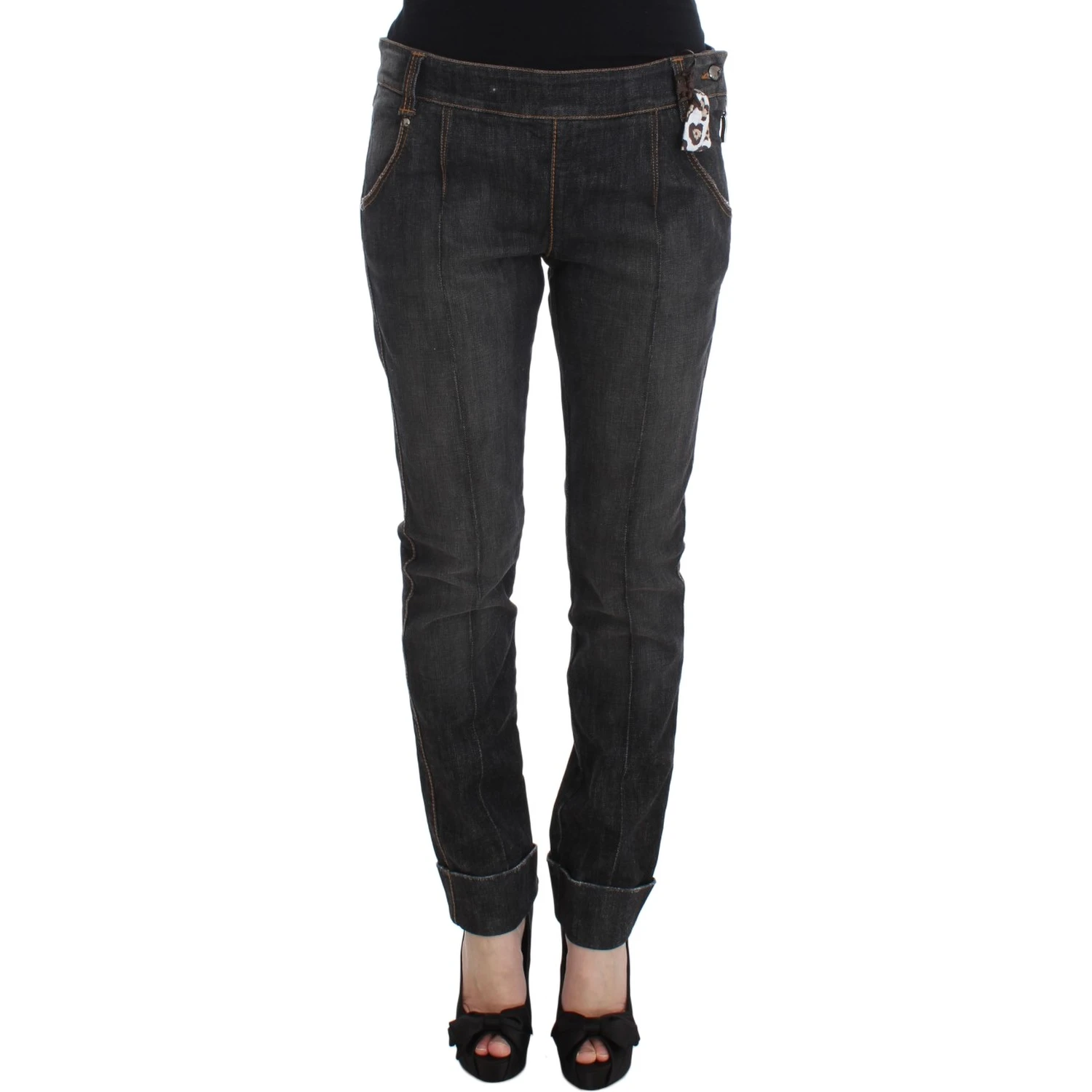 Gray Cotton Slim Fit Denim Jeans