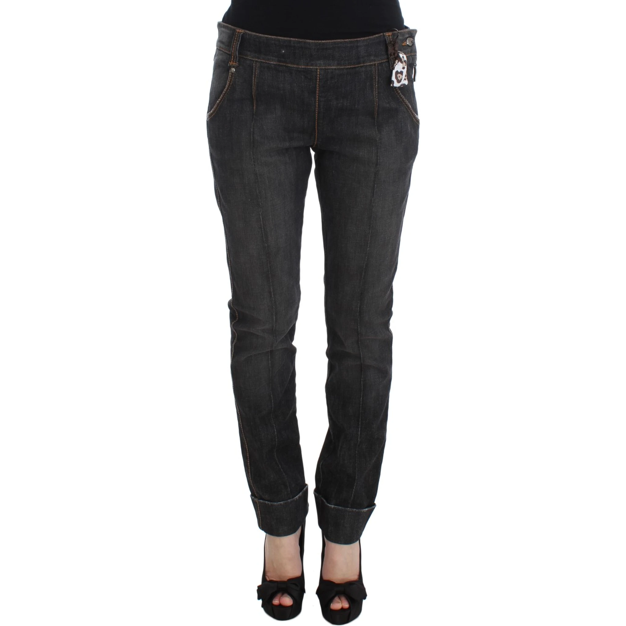 Gray Cotton Slim Fit Denim Jeans