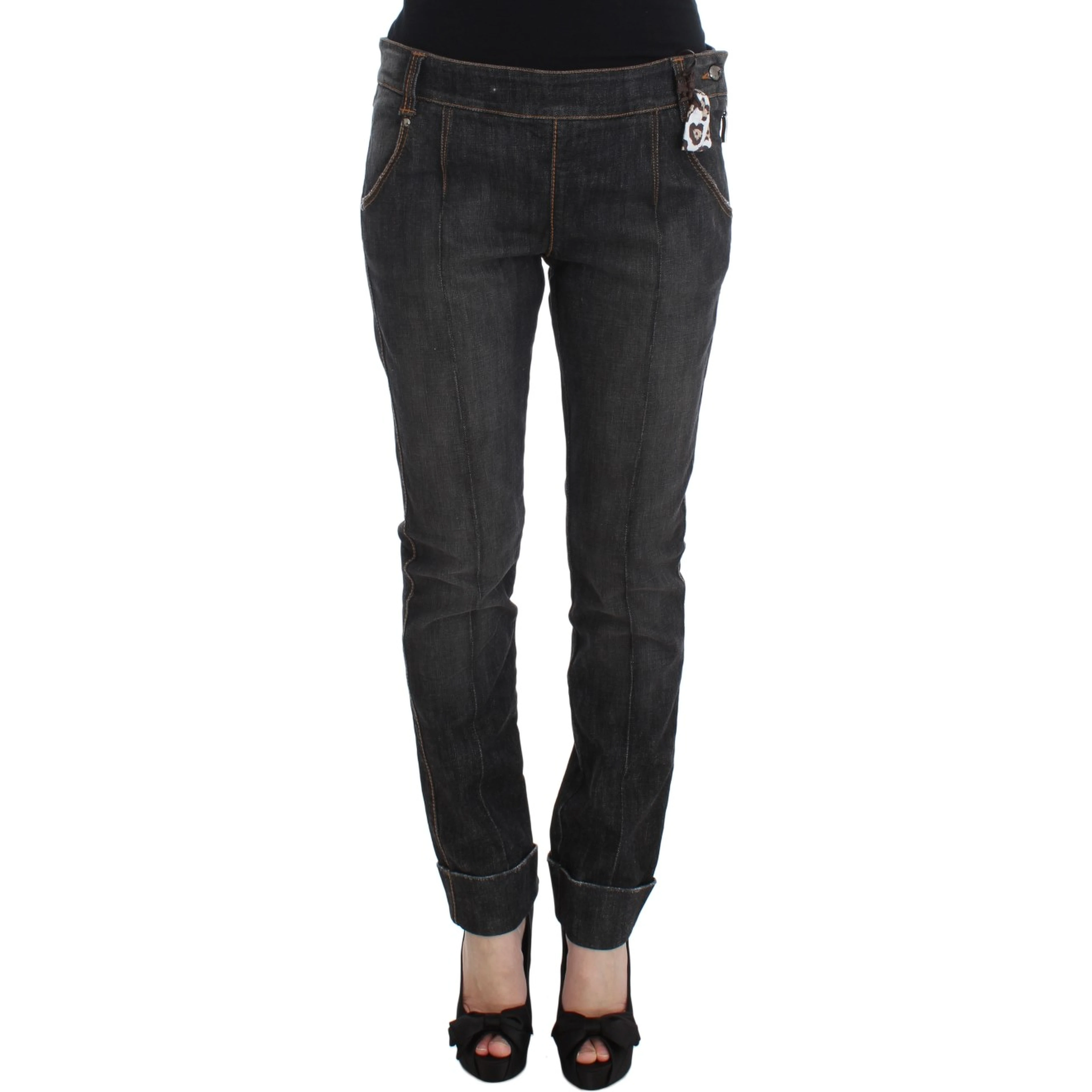 Gray Cotton Slim Fit Denim Jeans
