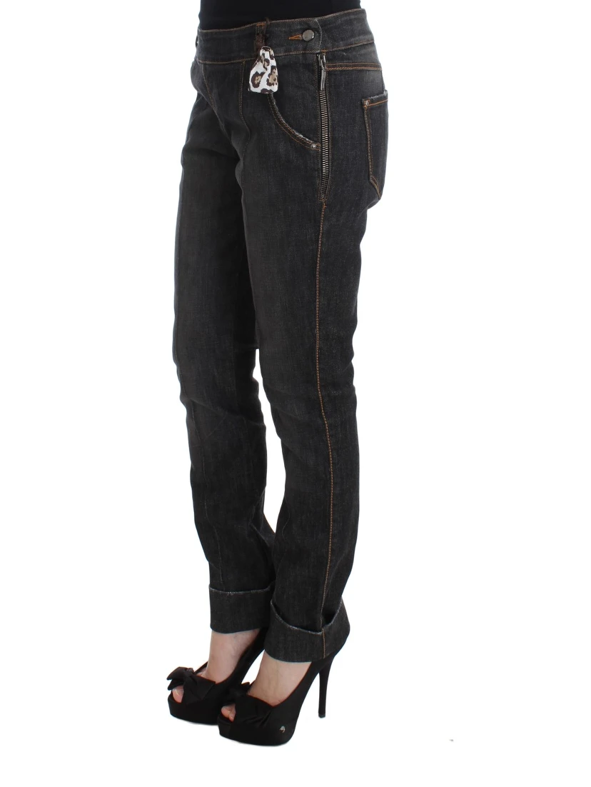 Gray Cotton Slim Fit Denim Jeans
