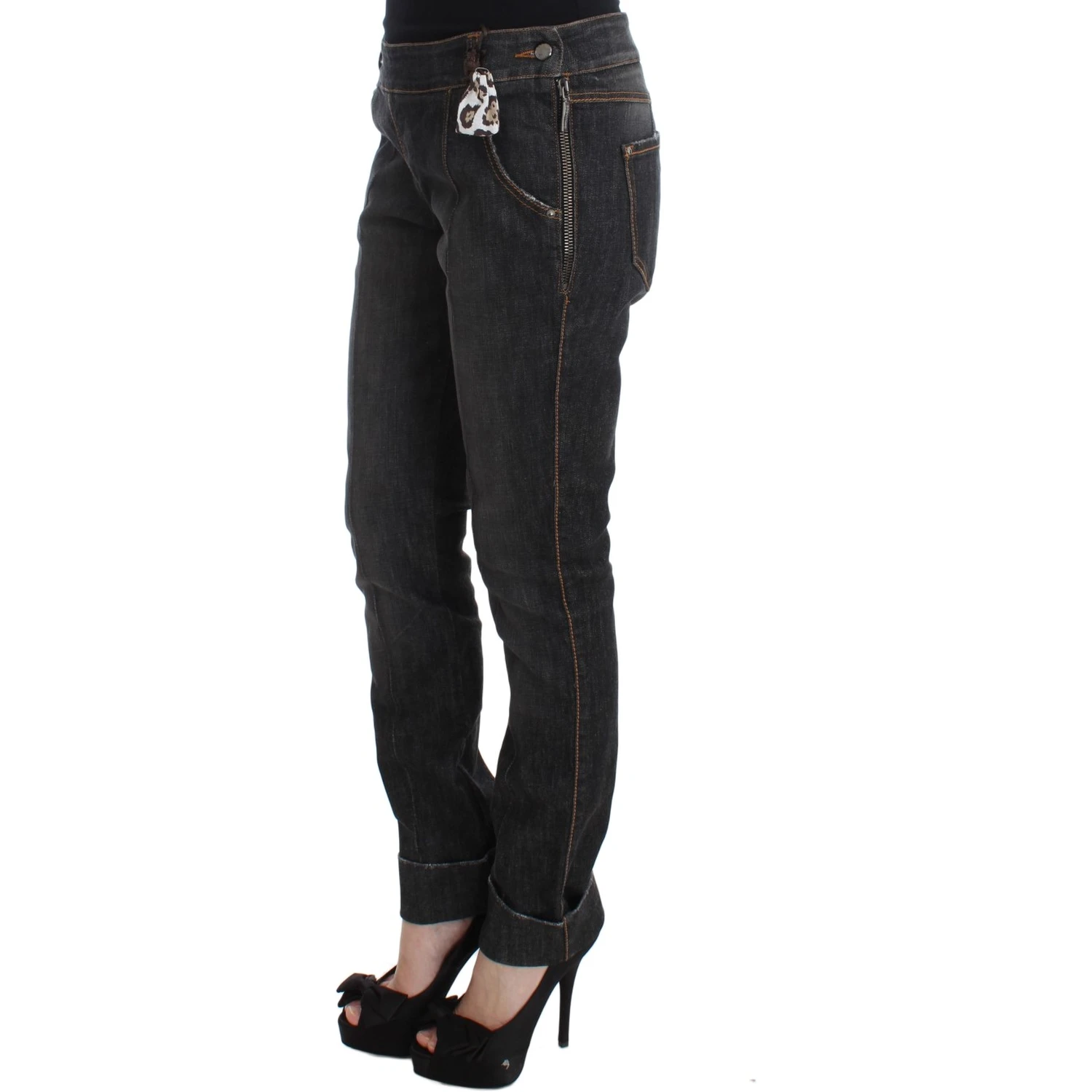 Gray Cotton Slim Fit Denim Jeans