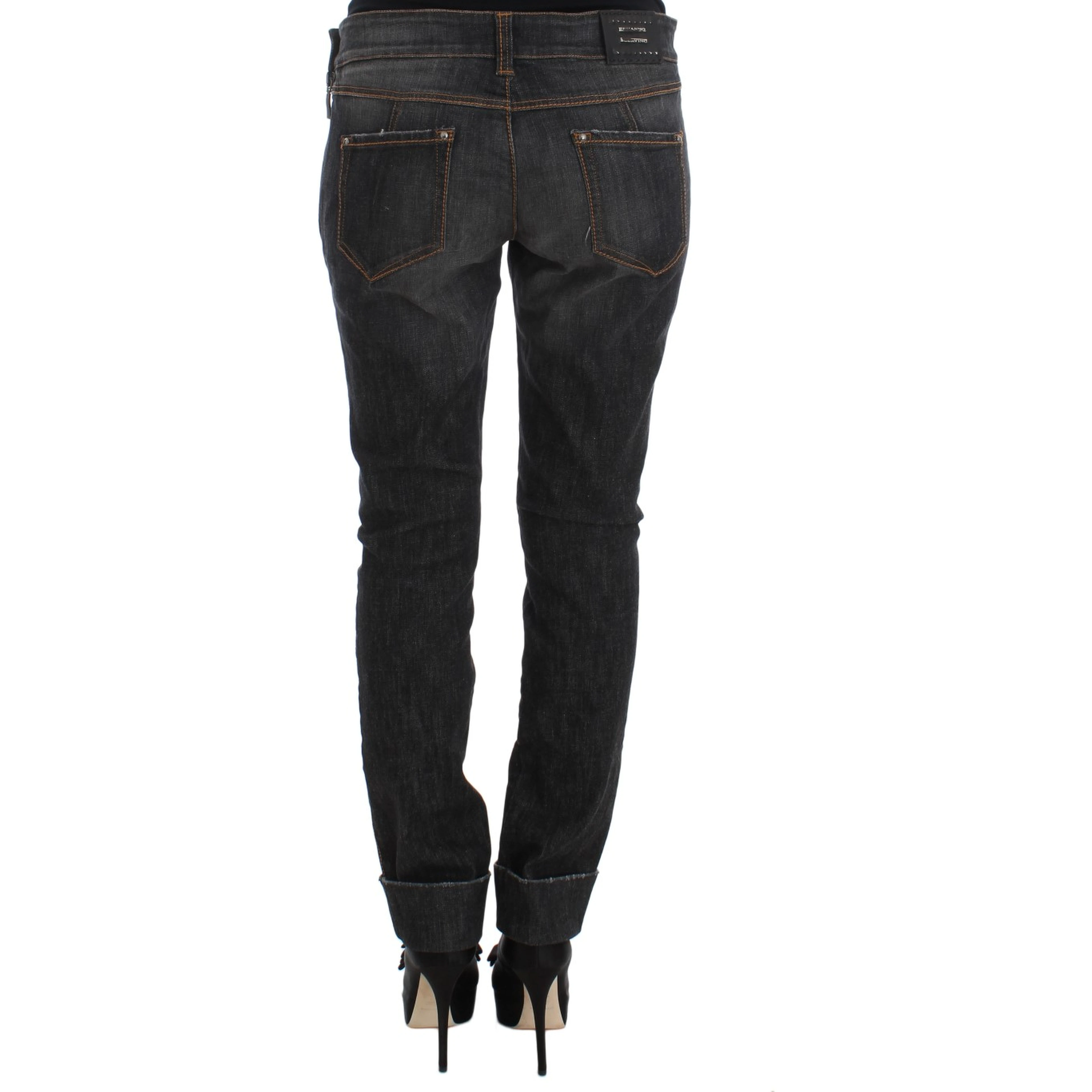 Gray Cotton Slim Fit Denim Jeans