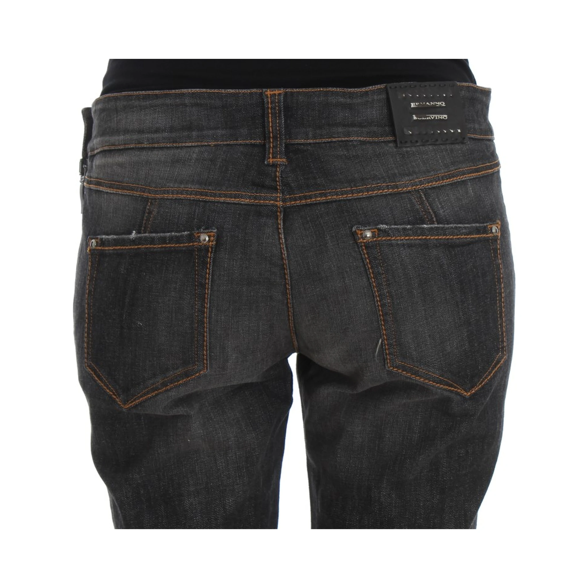 Gray Cotton Slim Fit Denim Jeans