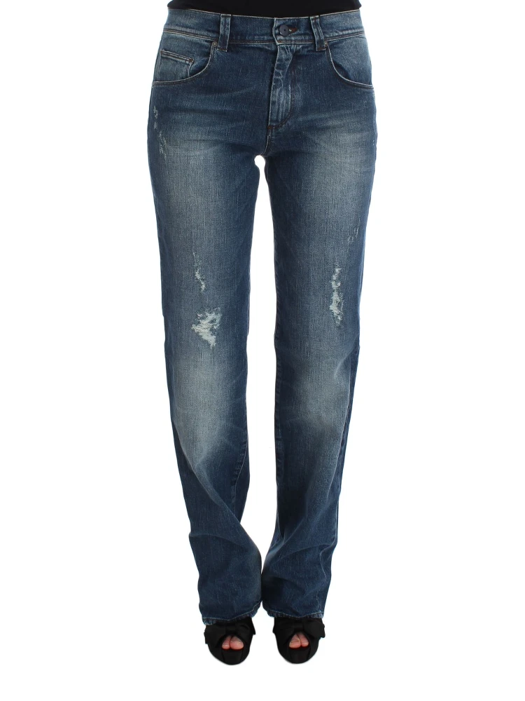 Blue Wash Cotton Blend Slim Fit Jeans