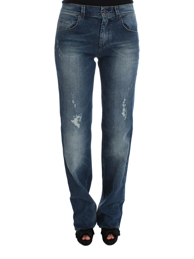 Blue Wash Cotton Blend Slim Fit Jeans