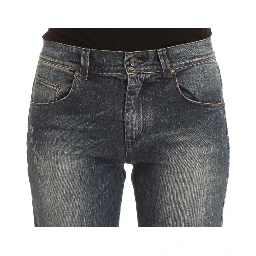 Blue Wash Cotton Blend Slim Fit Jeans