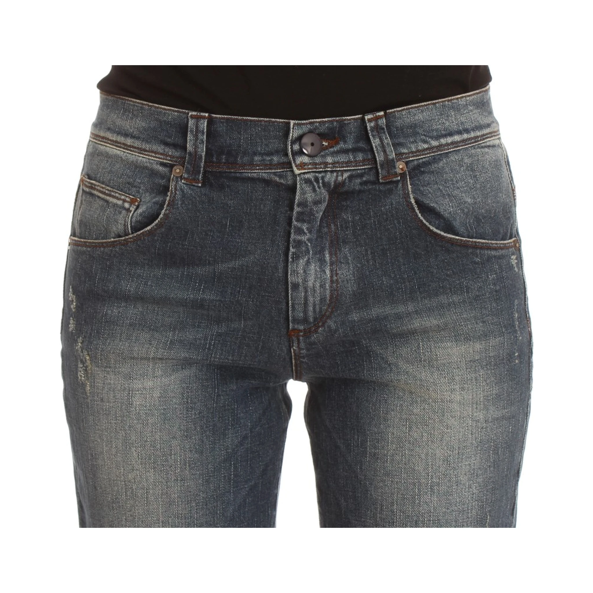 Blue Wash Cotton Blend Slim Fit Jeans