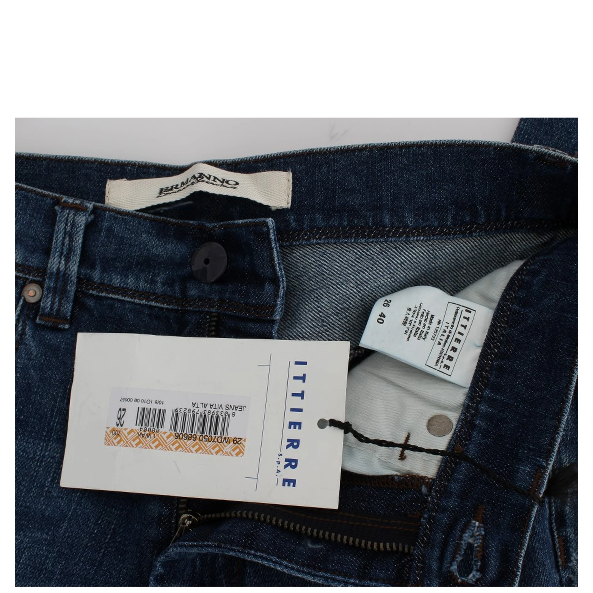 Blue Wash Cotton Blend Slim Fit Jeans