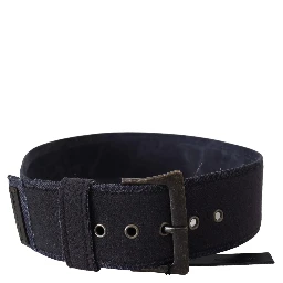 Black Leather Wide Buckle Waist Luxury Belt
