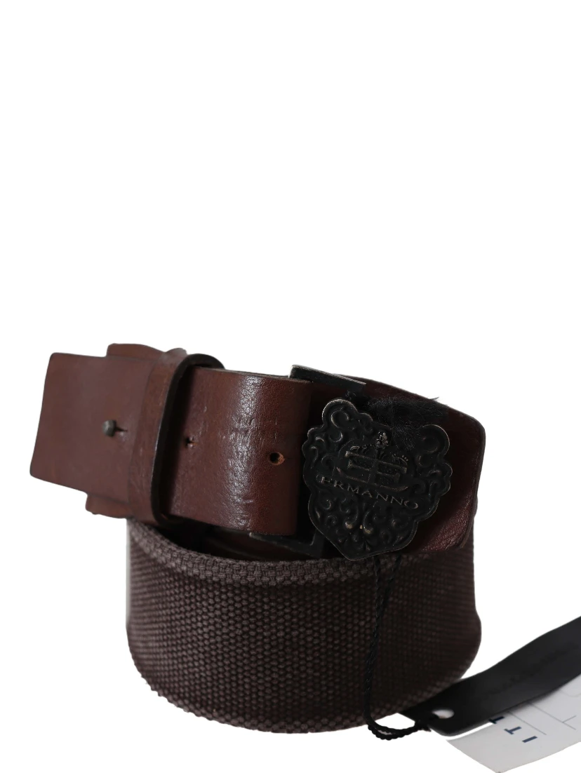 Dark Brown Leather Wide Buckle Waist Belt