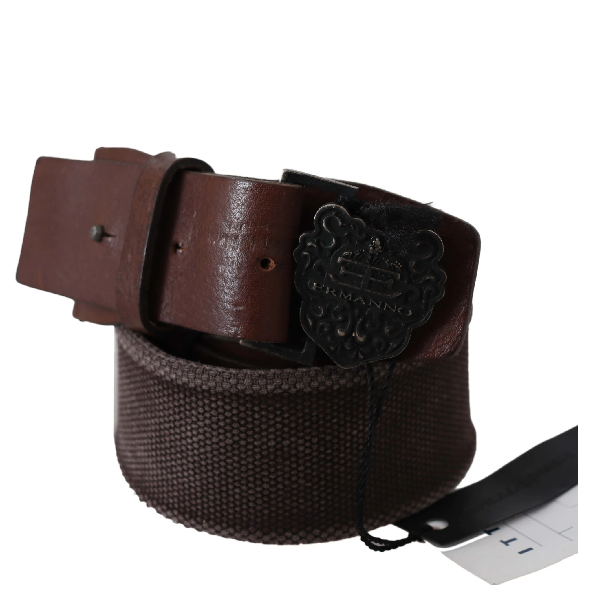 Dark Brown Leather Wide Buckle Waist Belt