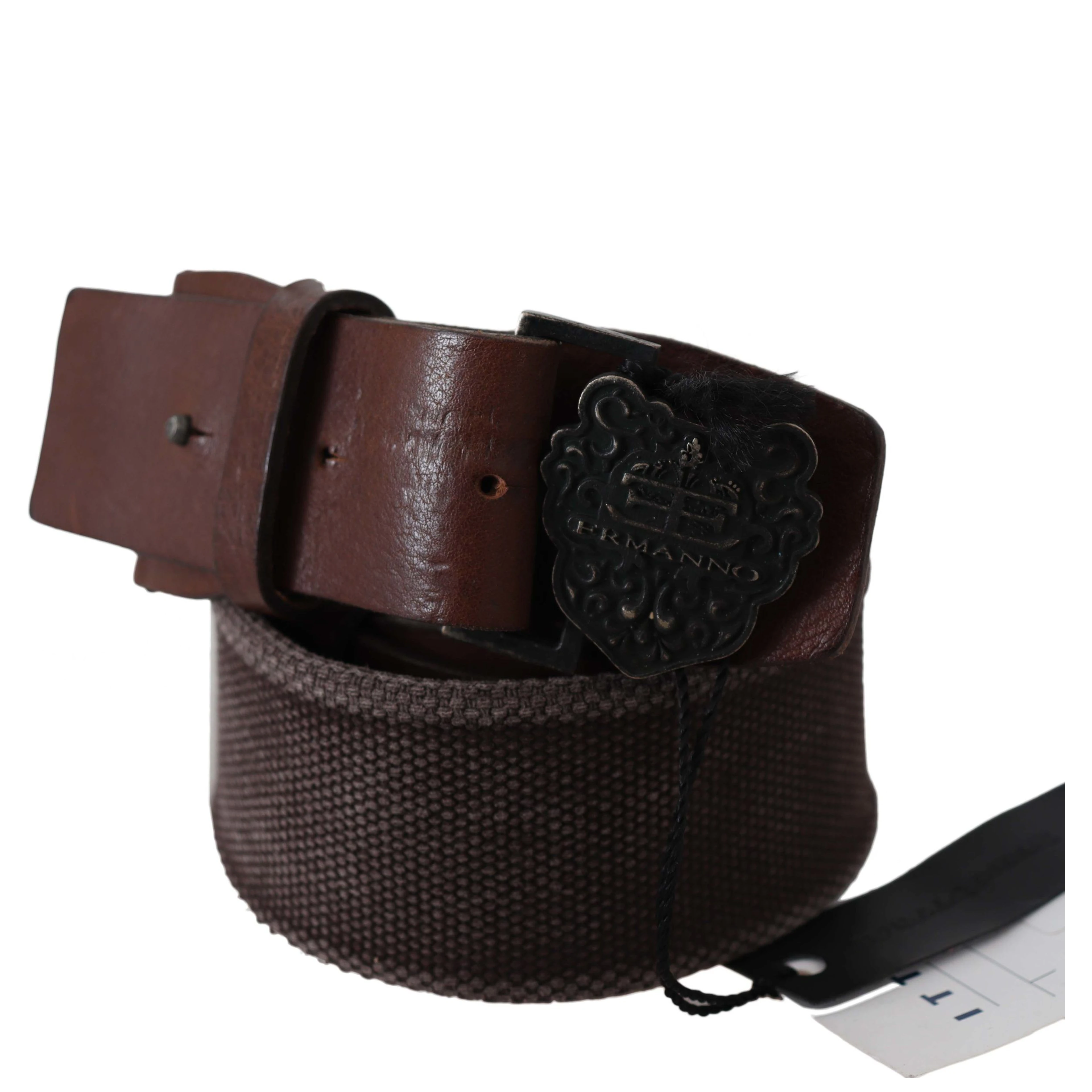 Dark Brown Leather Wide Buckle Waist Belt