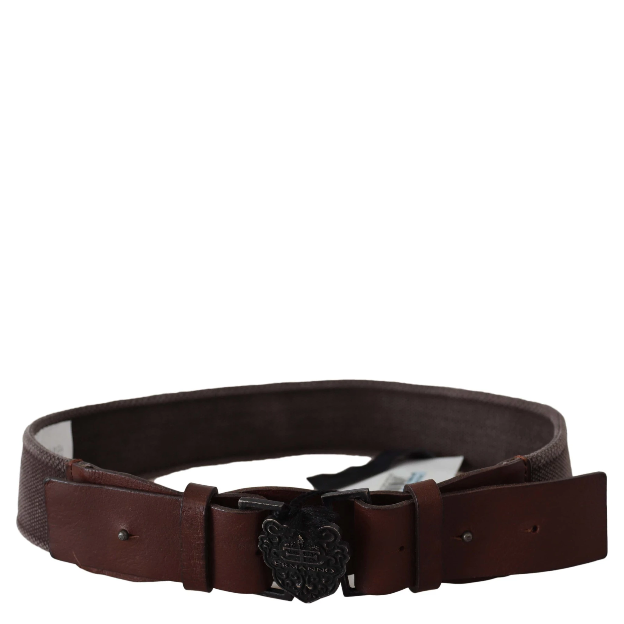 Dark Brown Leather Wide Buckle Waist Belt