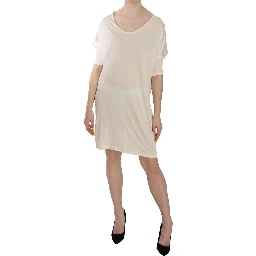 Cream Round Neck Knee Length Dress