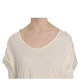 Cream Round Neck Knee Length Dress