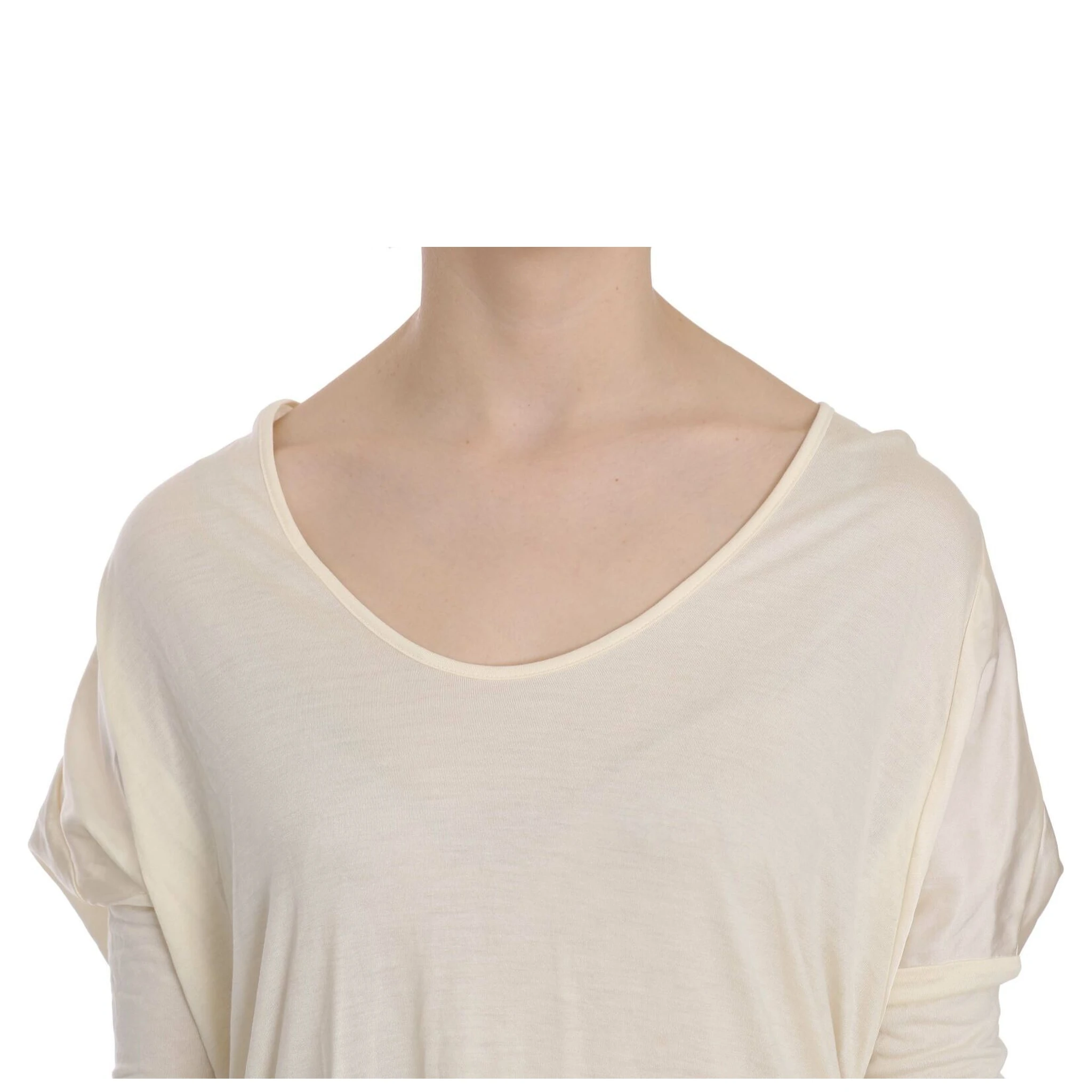 Cream Round Neck Knee Length Dress