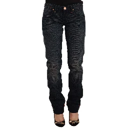 Black Washed Cotton Skinny Denim Low Waist Jeans