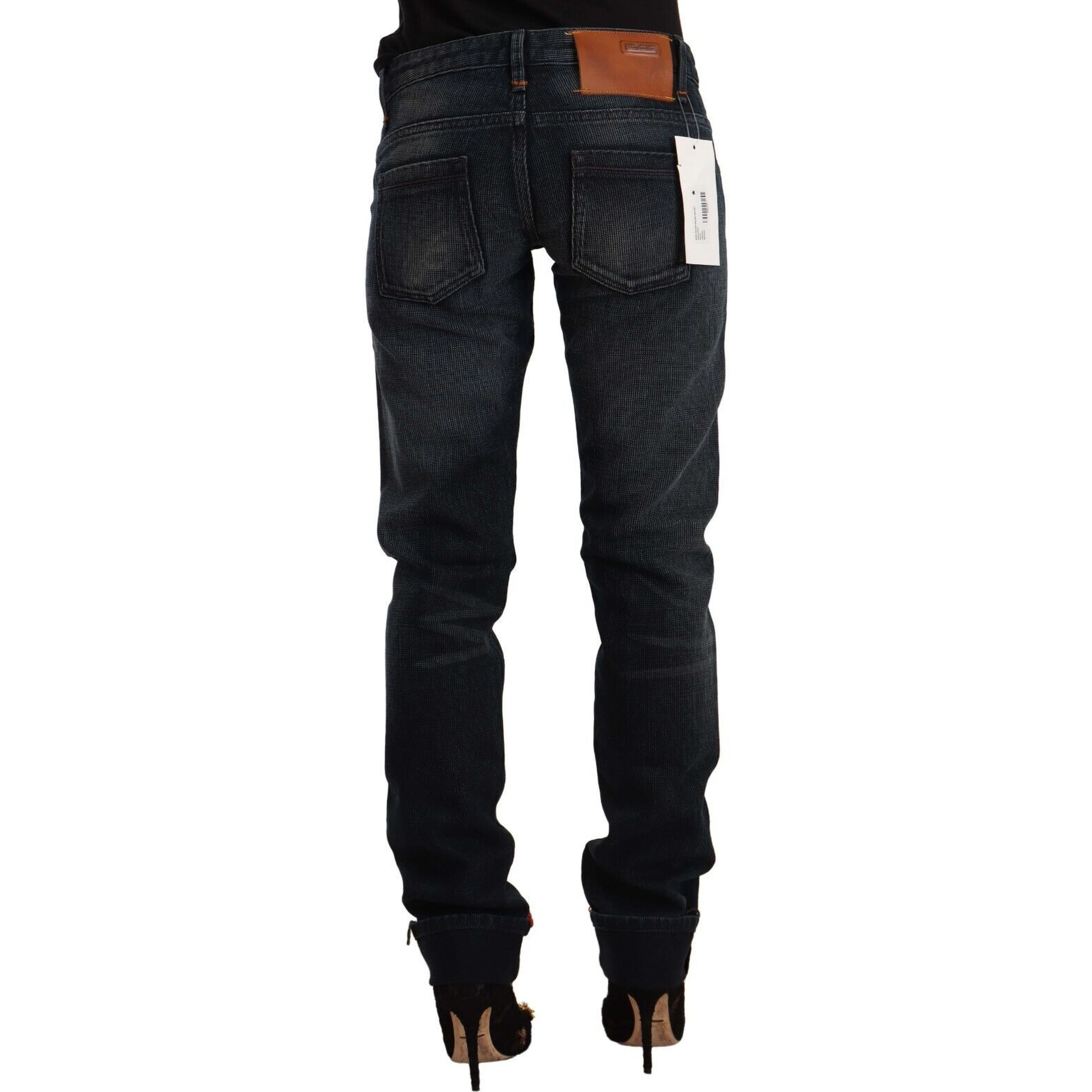 Black Washed Cotton Skinny Denim Low Waist Jeans