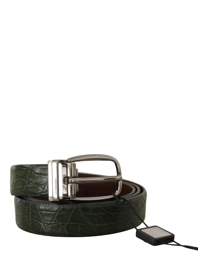 Green Exotic Leather Silver Buckle Belt alternative