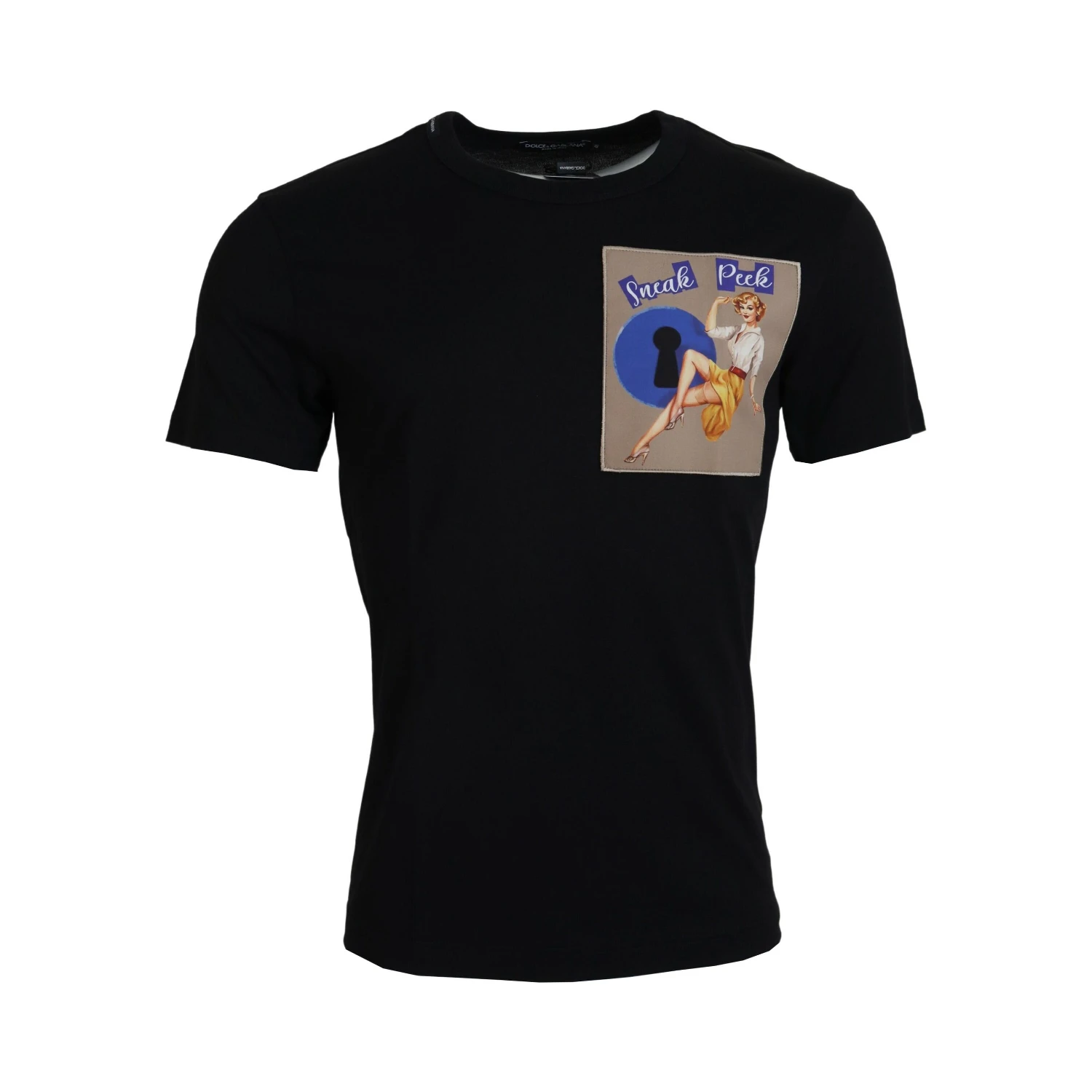 Black Sneak Peek Cotton Short Sleeve T-shirt