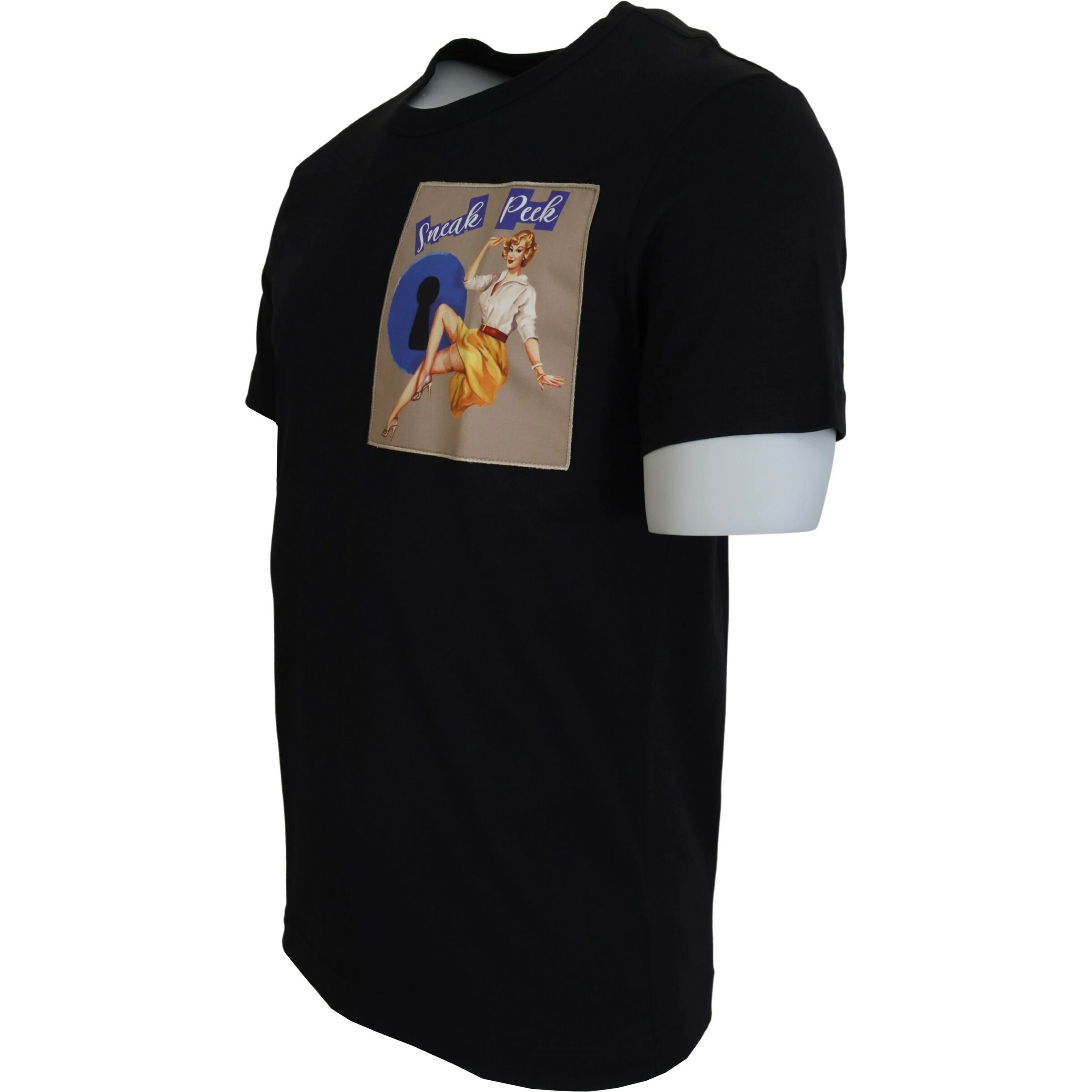 Black Sneak Peek Cotton Short Sleeve T-shirt