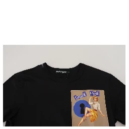 Black Sneak Peek Cotton Short Sleeve T-shirt