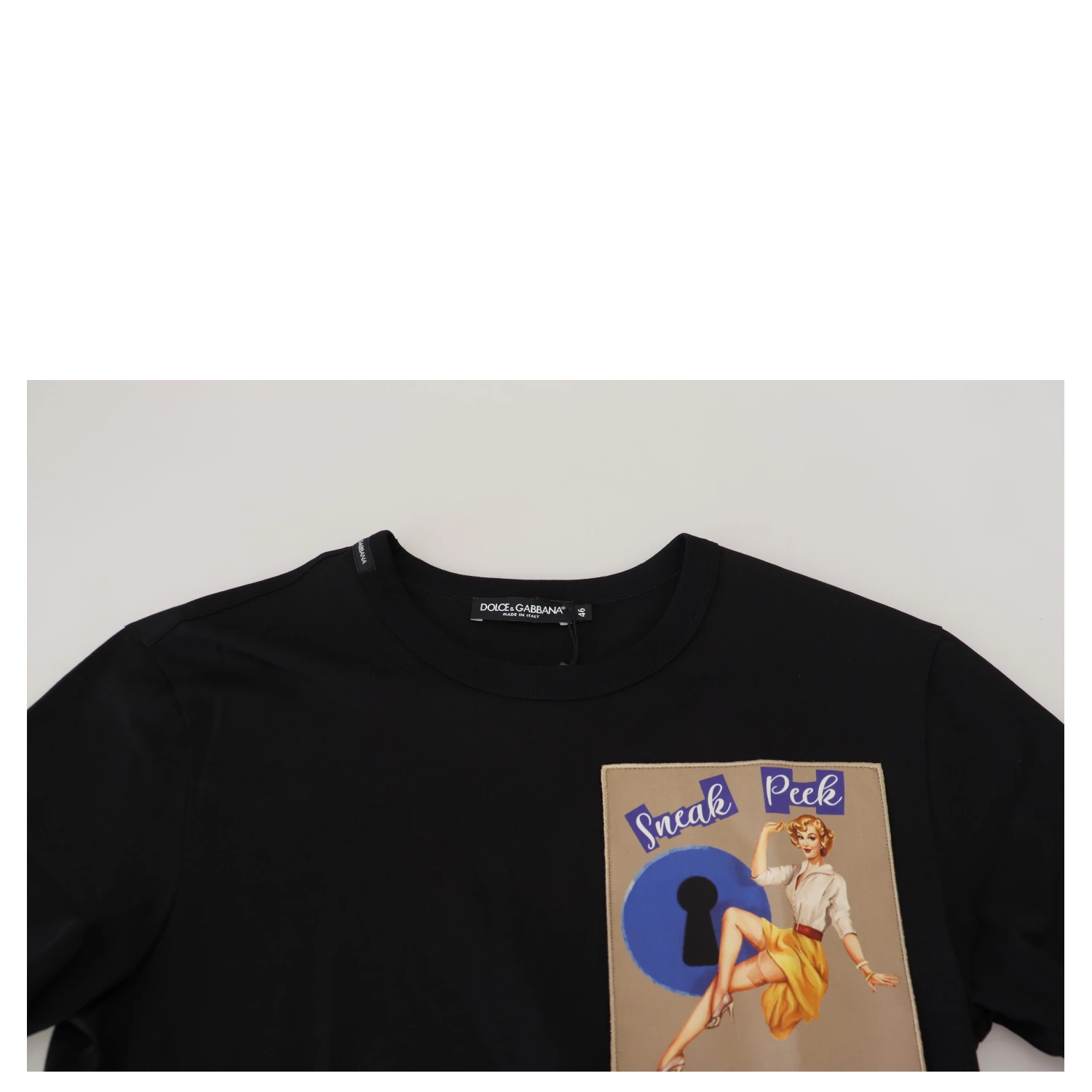 Black Sneak Peek Cotton Short Sleeve T-shirt